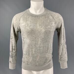 IRO Nona Size S Heather Grey Distressed Cotton Blend Long Sleeve Pullover